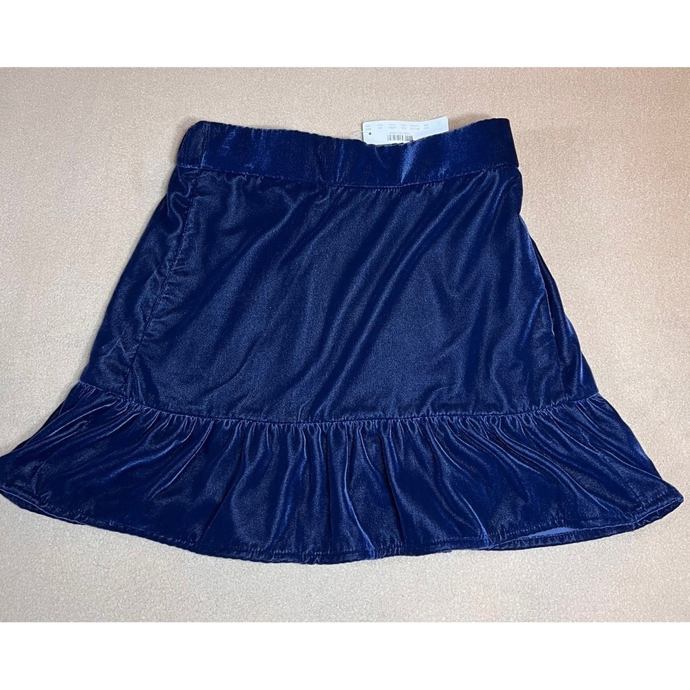 J.Crew Navy Blue Velvet Ruffle Mini Skirt PXS Quiet Luxury NWT Capsule Wardrobe